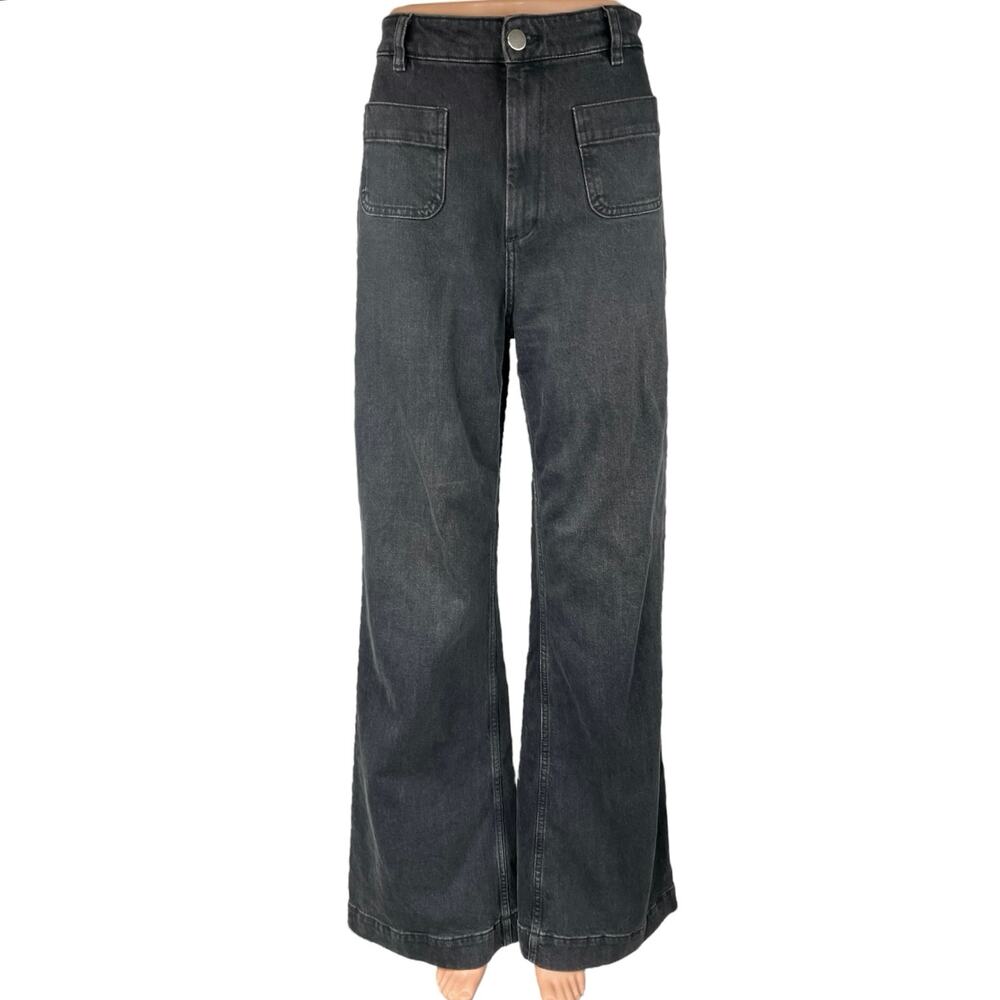 & Other Stories Women's Black High Waisted Wide Leg  Flared Denim Jeans Size 29